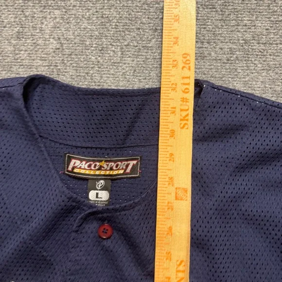 VTG Y2K Paco Sports Jersey Men's L Navy Blue Baseball Jersey Mesh Hiphop 00s - Picture 8 of 8